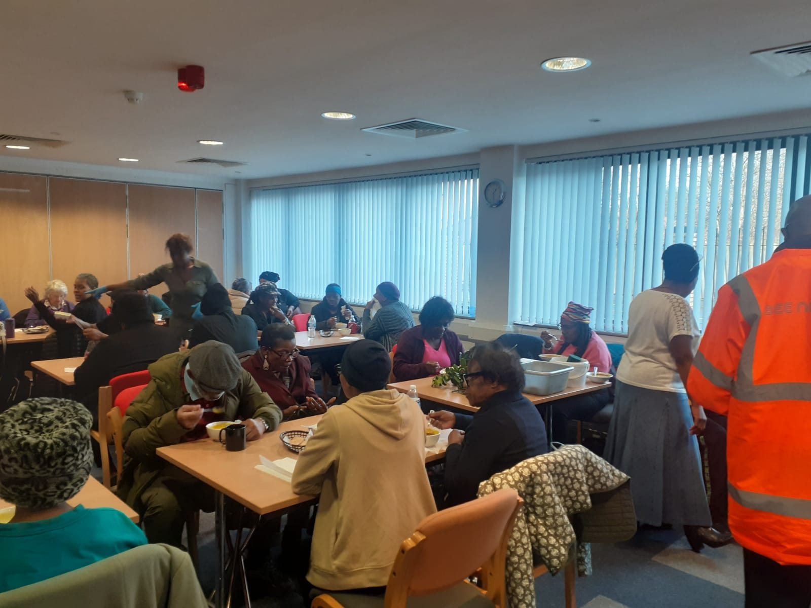 Community members gathered for lunch