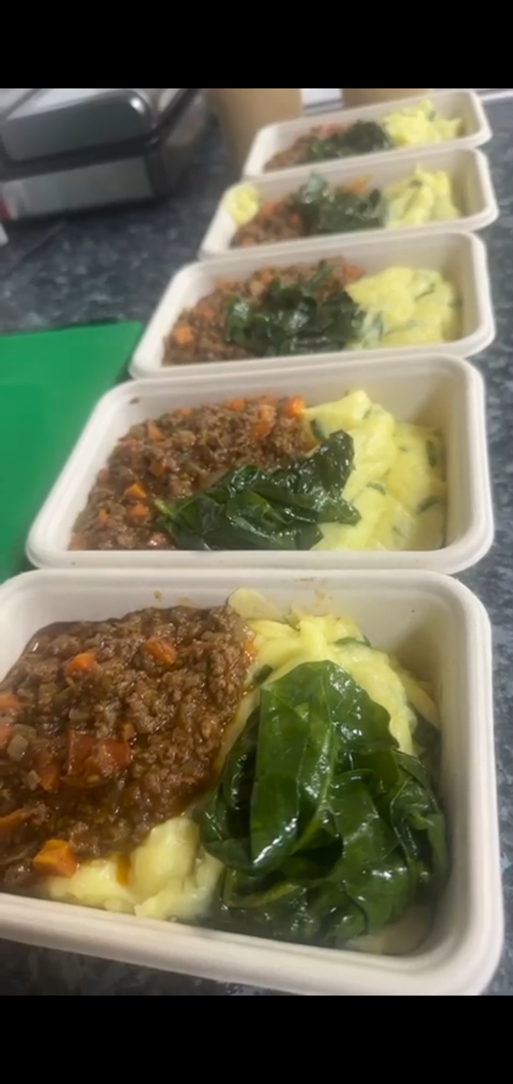 Takeaway meal containers ready for distribution